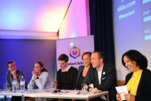 Diskussion: " Neustart Schule Bildungsarena "; Sibylle Hamann, Therese Niss, Douglas Hoyos-Trauttmannsdorf, Sonja Hammerschmid, Michael Stumpf, Petra Stuiber